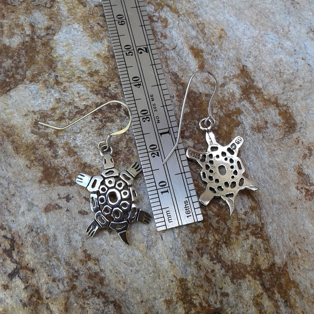 Sterling Silver Turtle Earrings - image 4